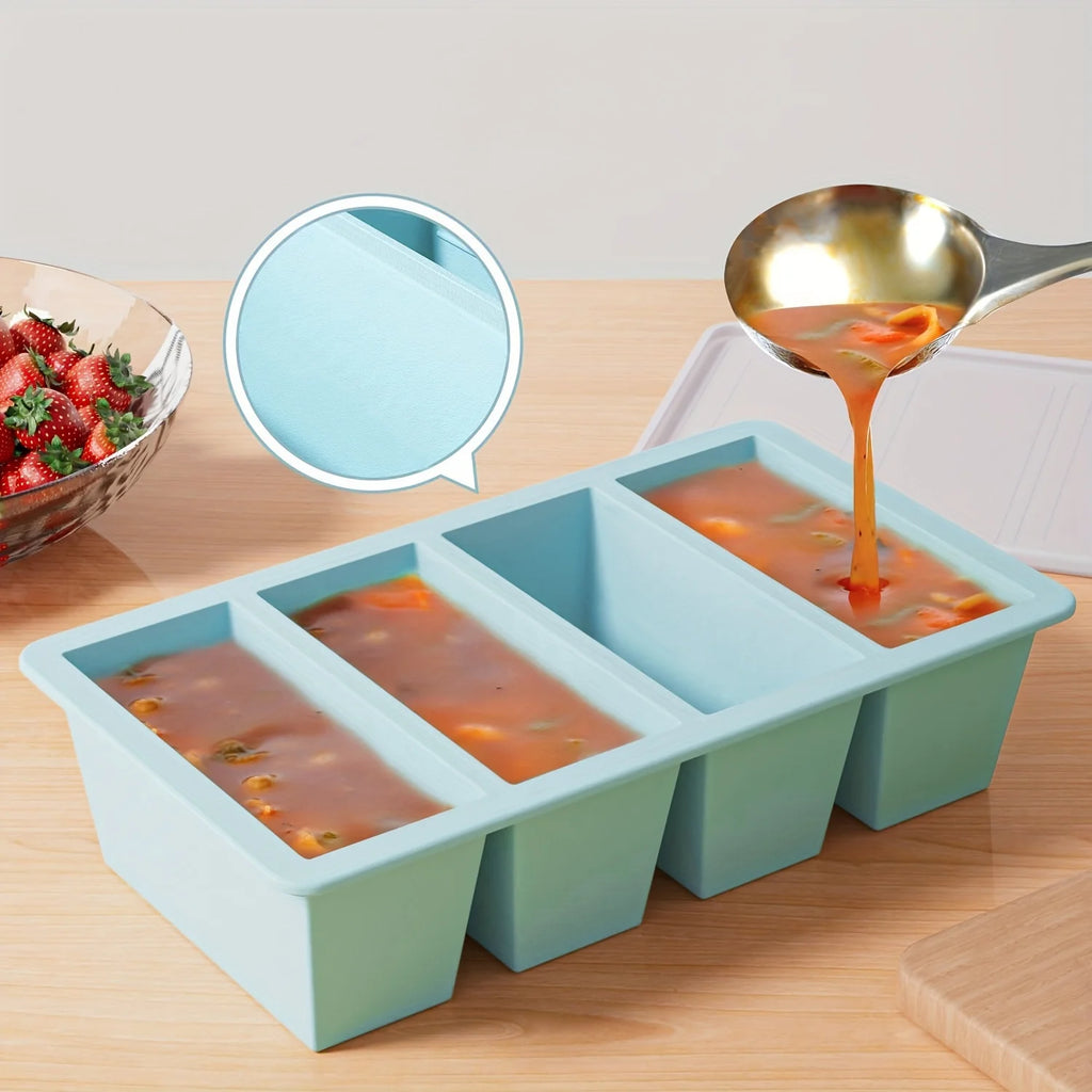 1/4 pcs Large Rectangular Ice Cube Mold Set with Lid Stackable Freezer Trays for Bottles Beverages Long Cubes Mould Kitchen Items