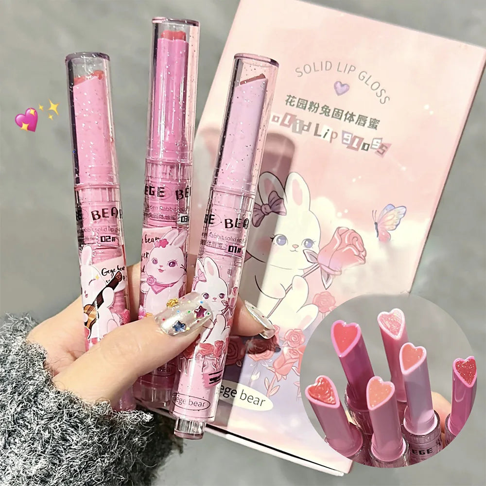 Pink Solid Lip Gloss Moisturizing Watery Colored Lip Balm Long-lasting and Tender Lip Balm