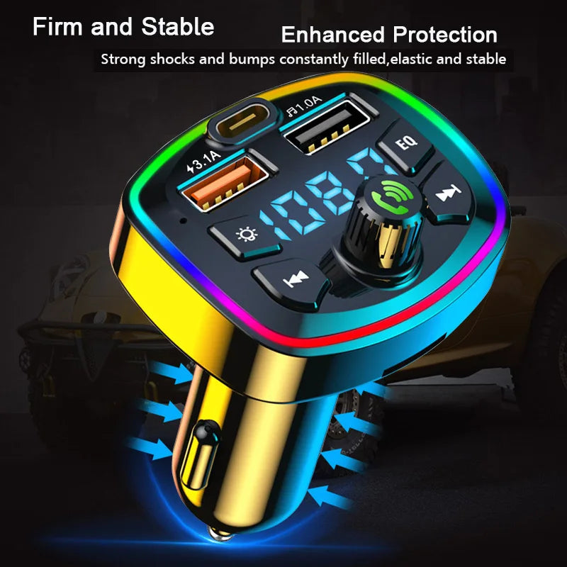 Car Bluetooth 5.0 FM Transmitter – Wireless Adapter with Dual USB Fast Charger
