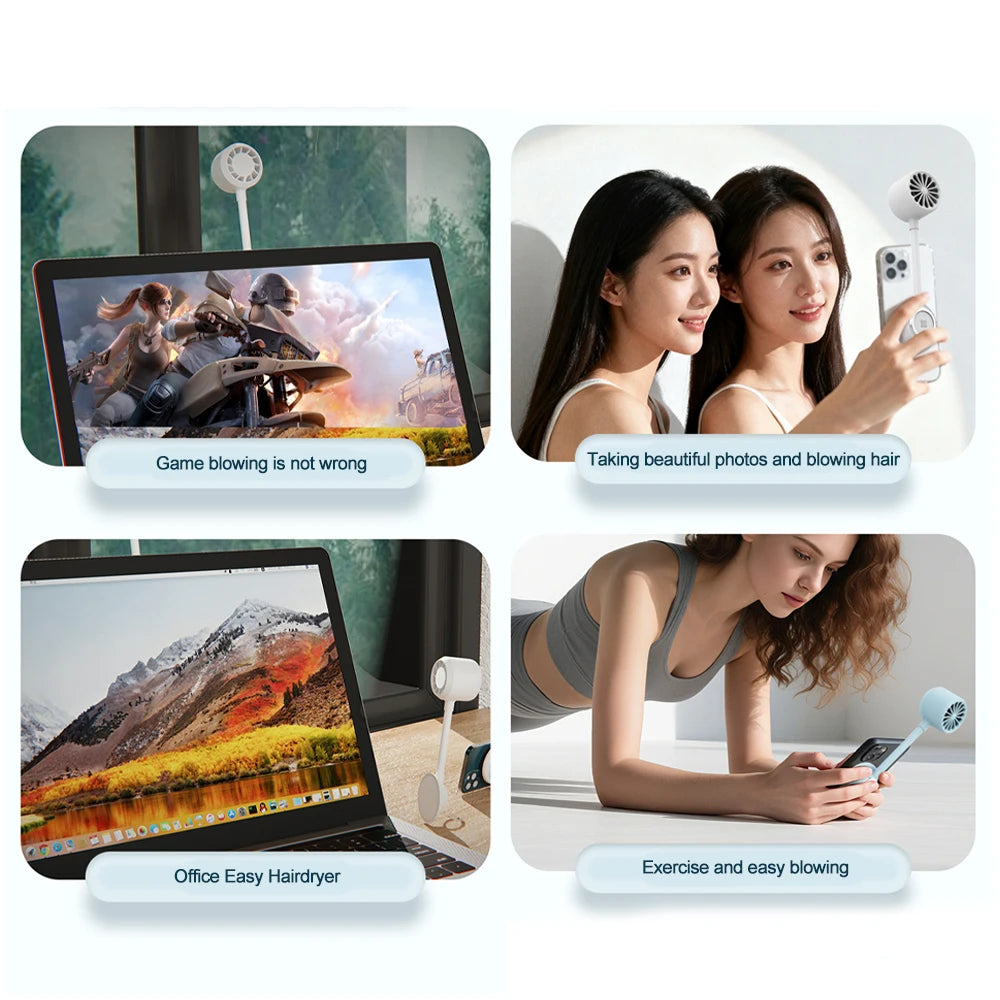 Multifunctional Handheld Mini Fan with Magnetic Phone Holder & Night Light