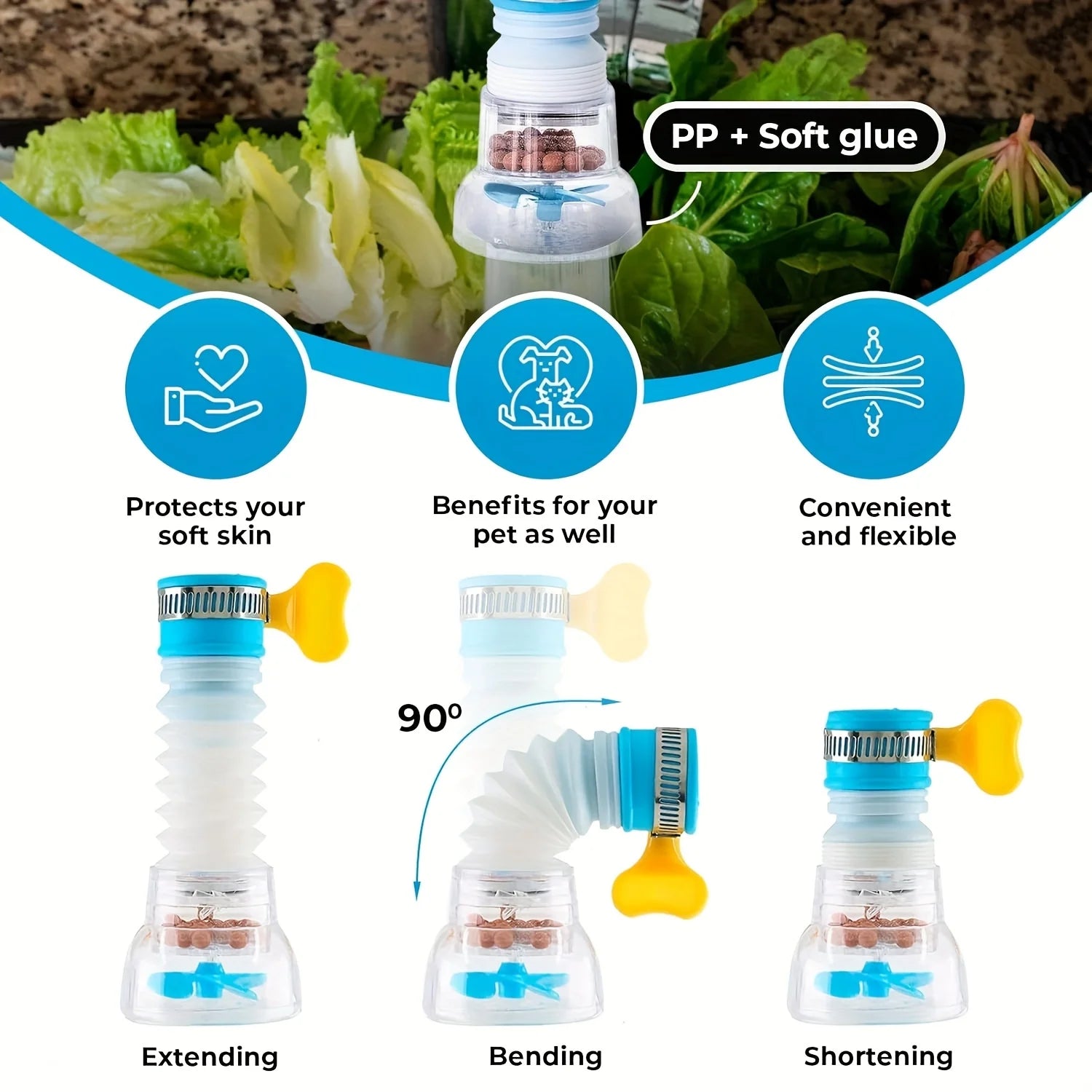 360 Degree Adjustable Kitchen Sink Faucet Extender Multi Color Tap Water Filter with Sediment Balls Bio Filter UV Sterilizer