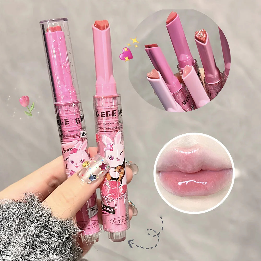 Pink Solid Lip Gloss Moisturizing Watery Colored Lip Balm Long-lasting and Tender Lip Balm