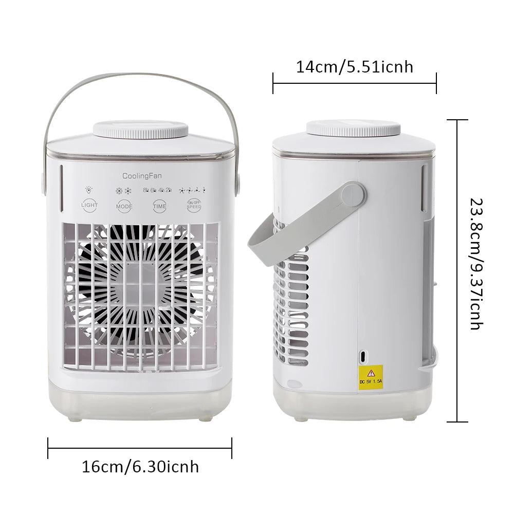 Portable Desktop Air Cooler with Dual Ultrasonic Mist, Activated Carbon Filter & 4-Speed Timer – USB Rechargeable