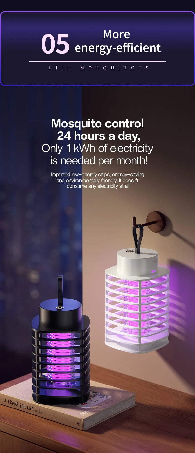 Mute Mosquito Killing Lamp Anti-Mosquito Lamp Portable Electronic Mosquito Killer Mosquito Terminator Mosquito Repellent Lamp