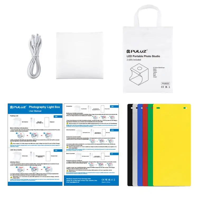 20cm Mini 2 LED Panels Folding Portable 1100LM Light Photo Lighting Studio Shooting Tent Box Kit with 6 Colors Backdrops
