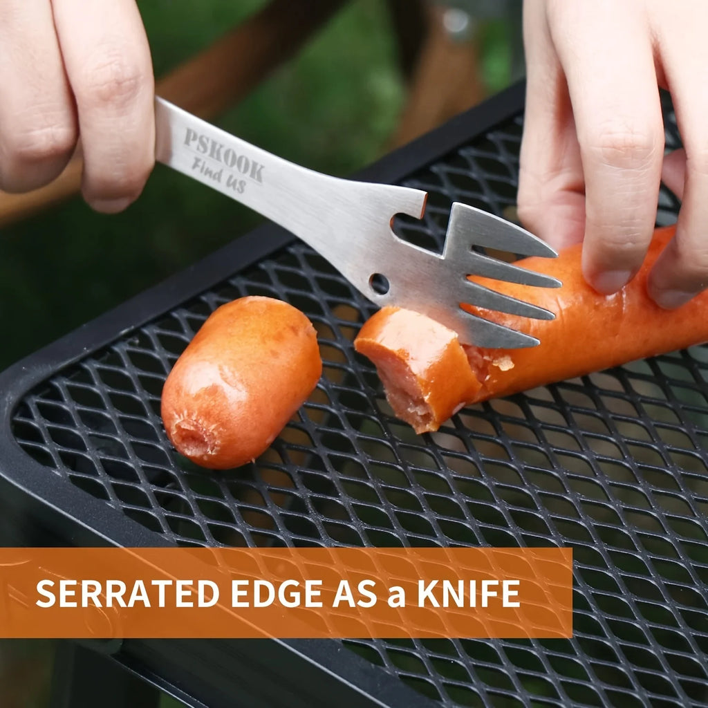Outdoor Survival Tools 5 in 1 Camping Multi-functional EDC Kit Practical Fork Knife Spoon Bottle/Can Opener