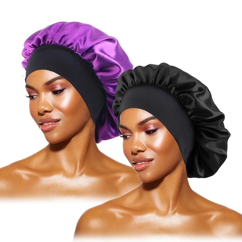 Wide-Brimmed Satin Sleep Bonnet – Hair Care Night Cap