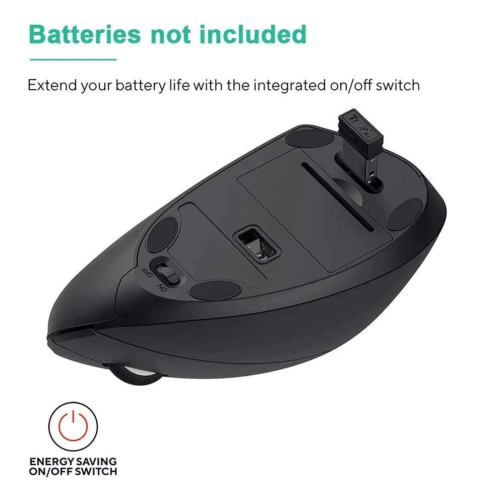 Vertical Mouse Ergonomic 2.4GHz Wireless Optical Mice 3 Adjustable DPI 800/1200/1600 6 Buttons for Laptop PC Computer