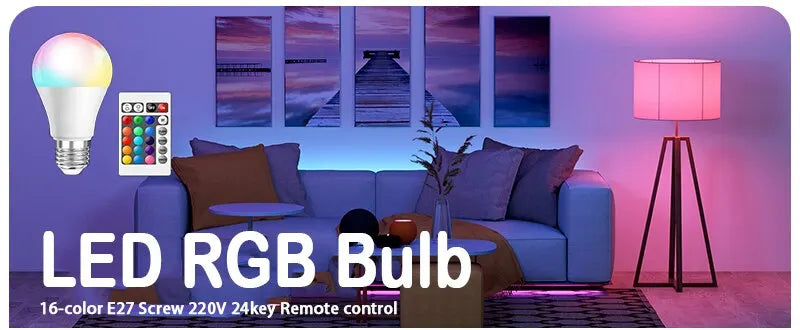 Dimmable RGB E27 LED Multicolor Bulb with Remote