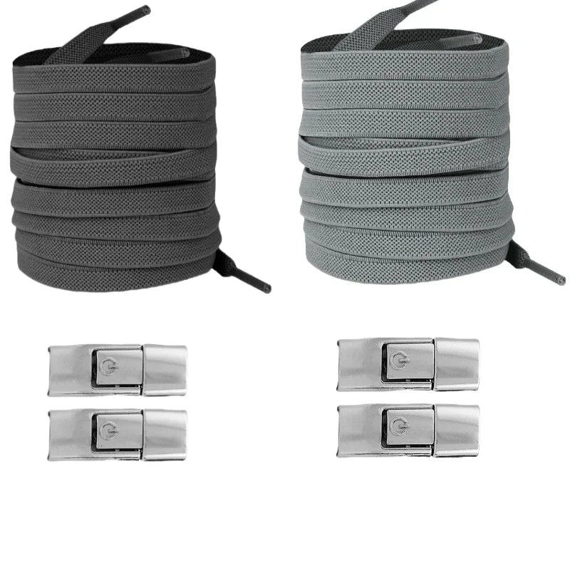 Widened Flat No-Tie Elastic Shoelaces with Press Lock