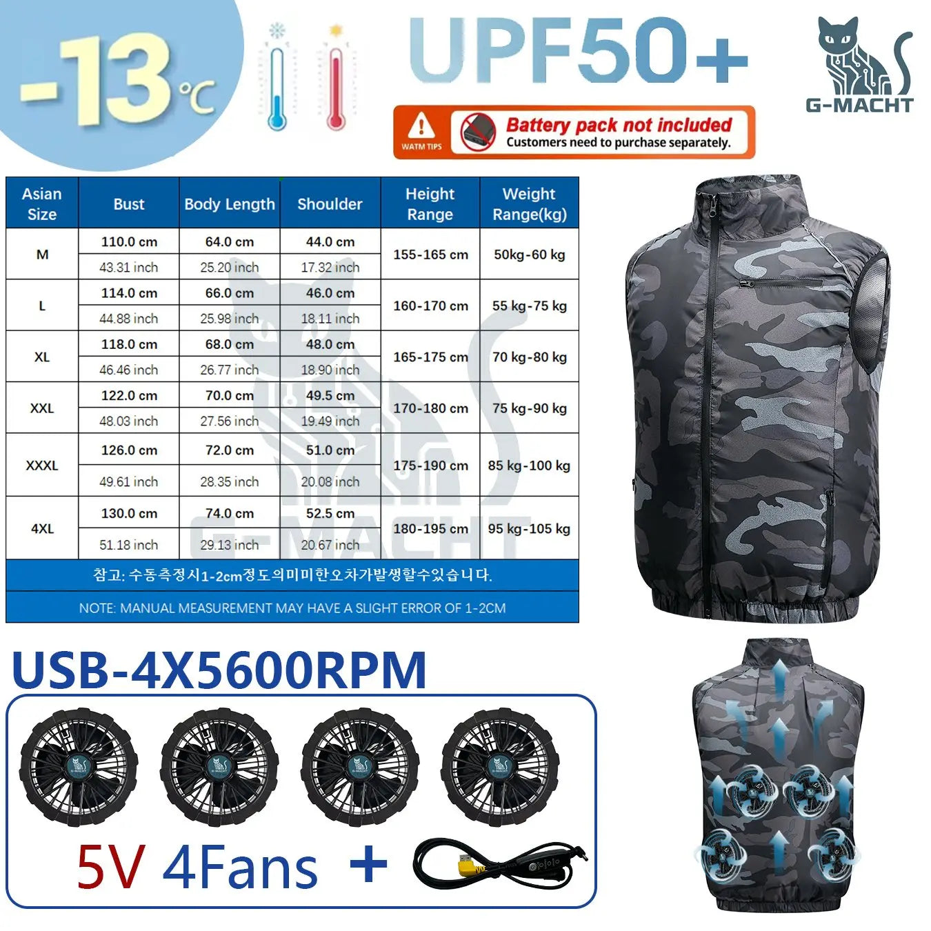 4-Fan USB Cooling Vest – Breathable Summer Workwear for Men & Women