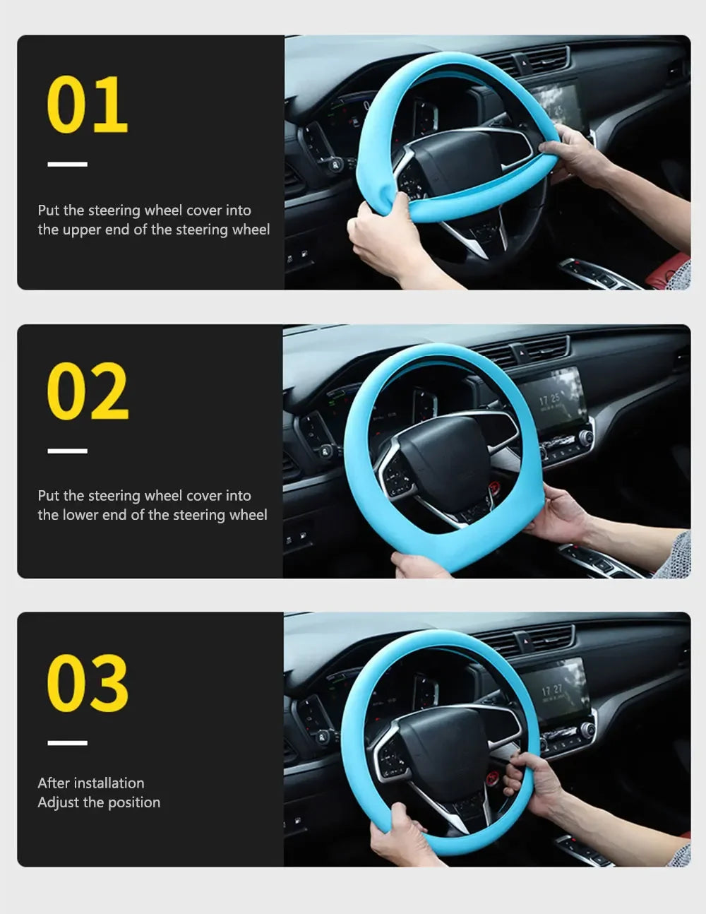 Anti-Skid Silicone Steering Wheel Cover – Comfortable Grip, Universal Fit