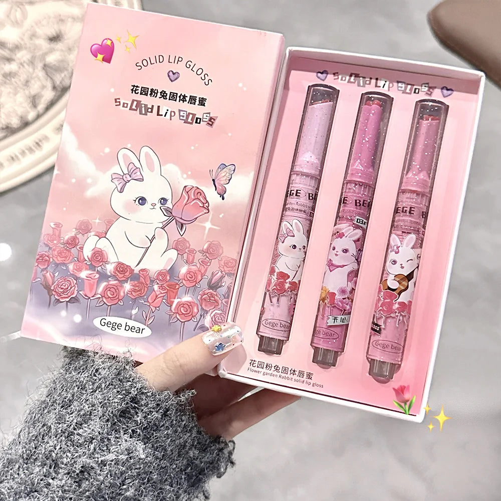 Pink Solid Lip Gloss Moisturizing Watery Colored Lip Balm Long-lasting and Tender Lip Balm