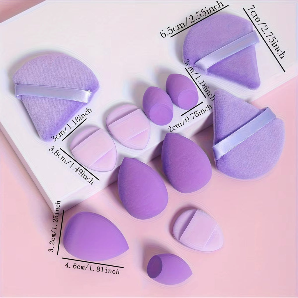 12-Piece Professional Makeup Sponge & Powder Puff Set