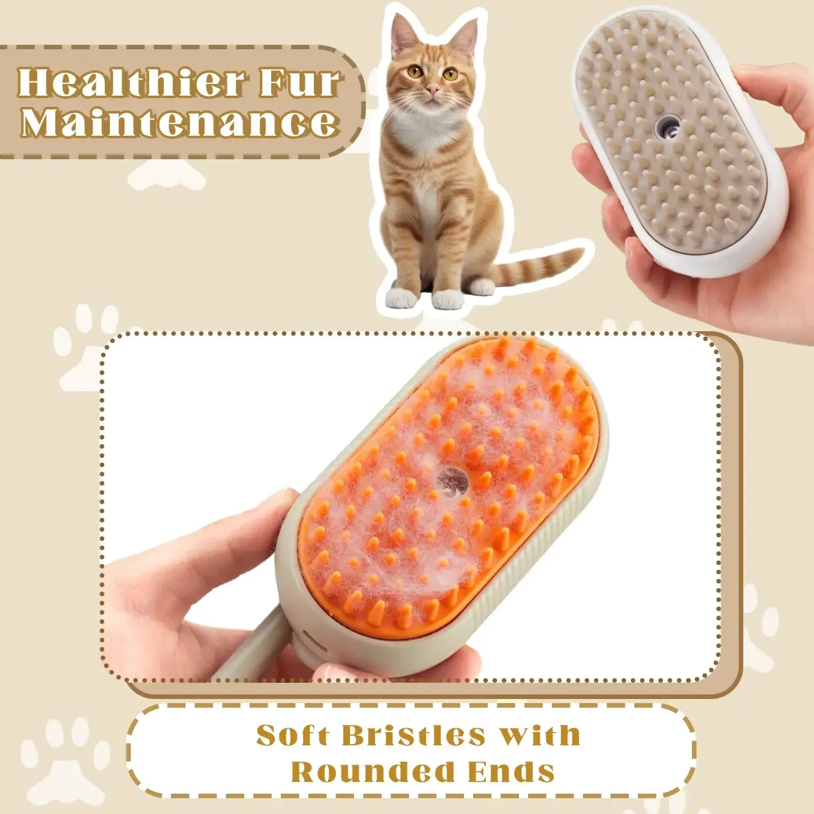 3-in-1 Pet Steamy Grooming & Massaging Brush