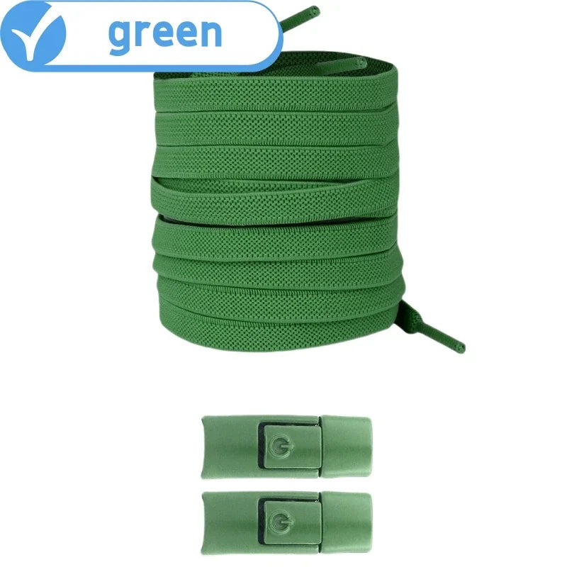 Widened Flat No-Tie Elastic Shoelaces with Press Lock
