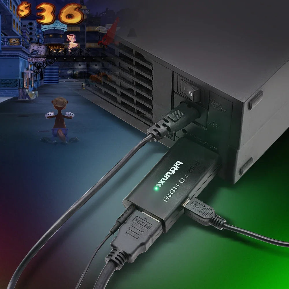PS2 to HDMI Converter 1080P HD Video Audio Adapter for PlayStation 2 Game Console