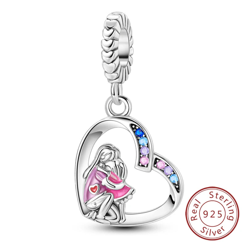 925 Sterling Silve Charms Beads Forever Love Heart Sister Family Life Charms Dangle For Bracelet Woman Jewelry Gifts