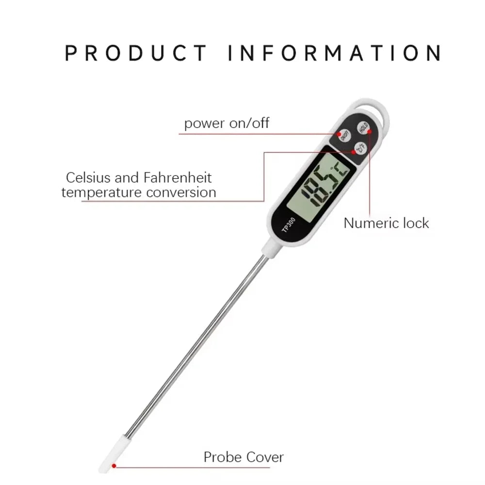 1-10 P Digital Kitchen Food Thermometer TP300 Water Oil Thermometer for Meat Cooking Food Probe BBQ Electronic Oven Kitchen Tools