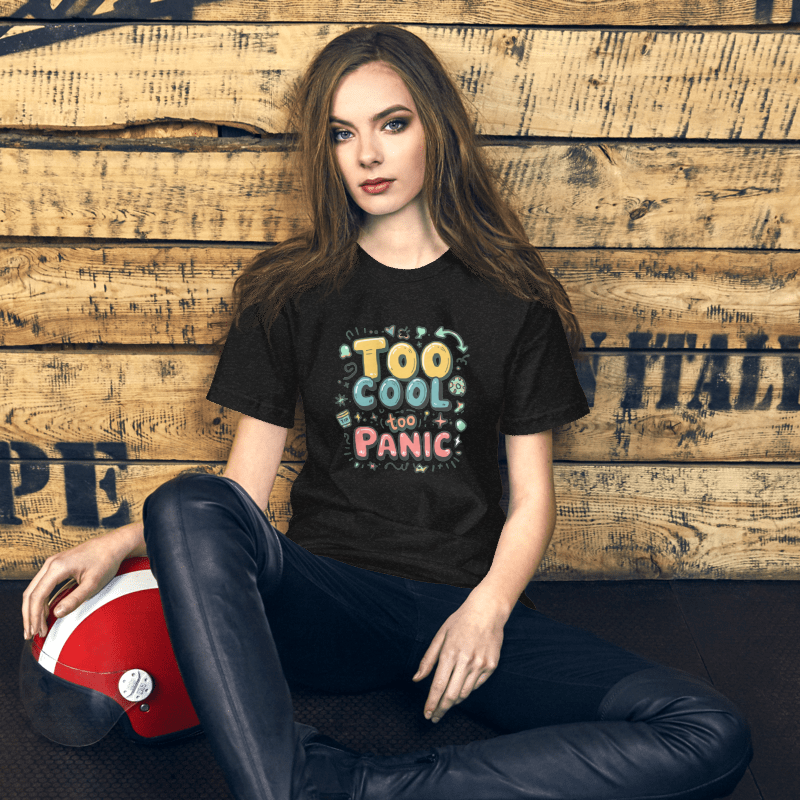 "Too Cool Too Panic" Unisex Organic Oversized High Neck Streetwear Graphic Tee