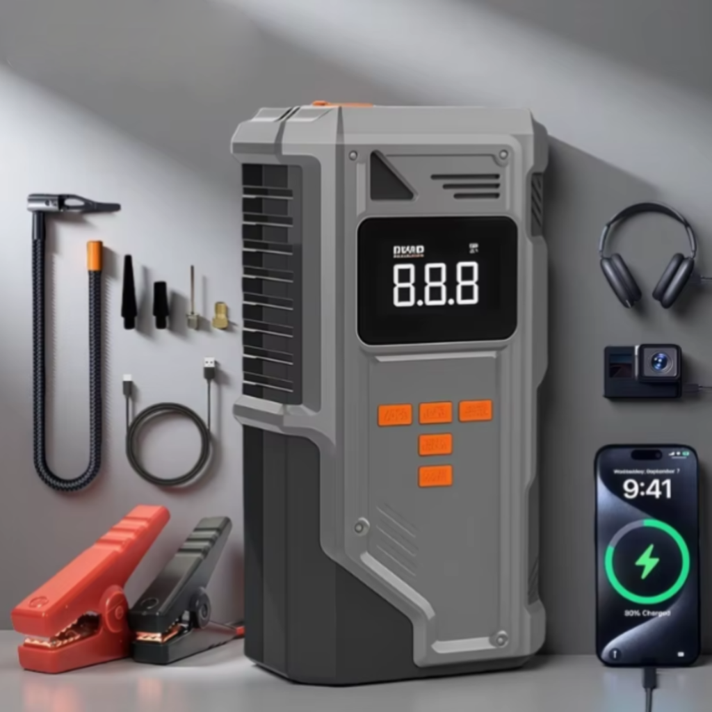 All-in-One Car Jump Starter & Tire Inflator – 12V Emergency Power Bank, -40°C Rated