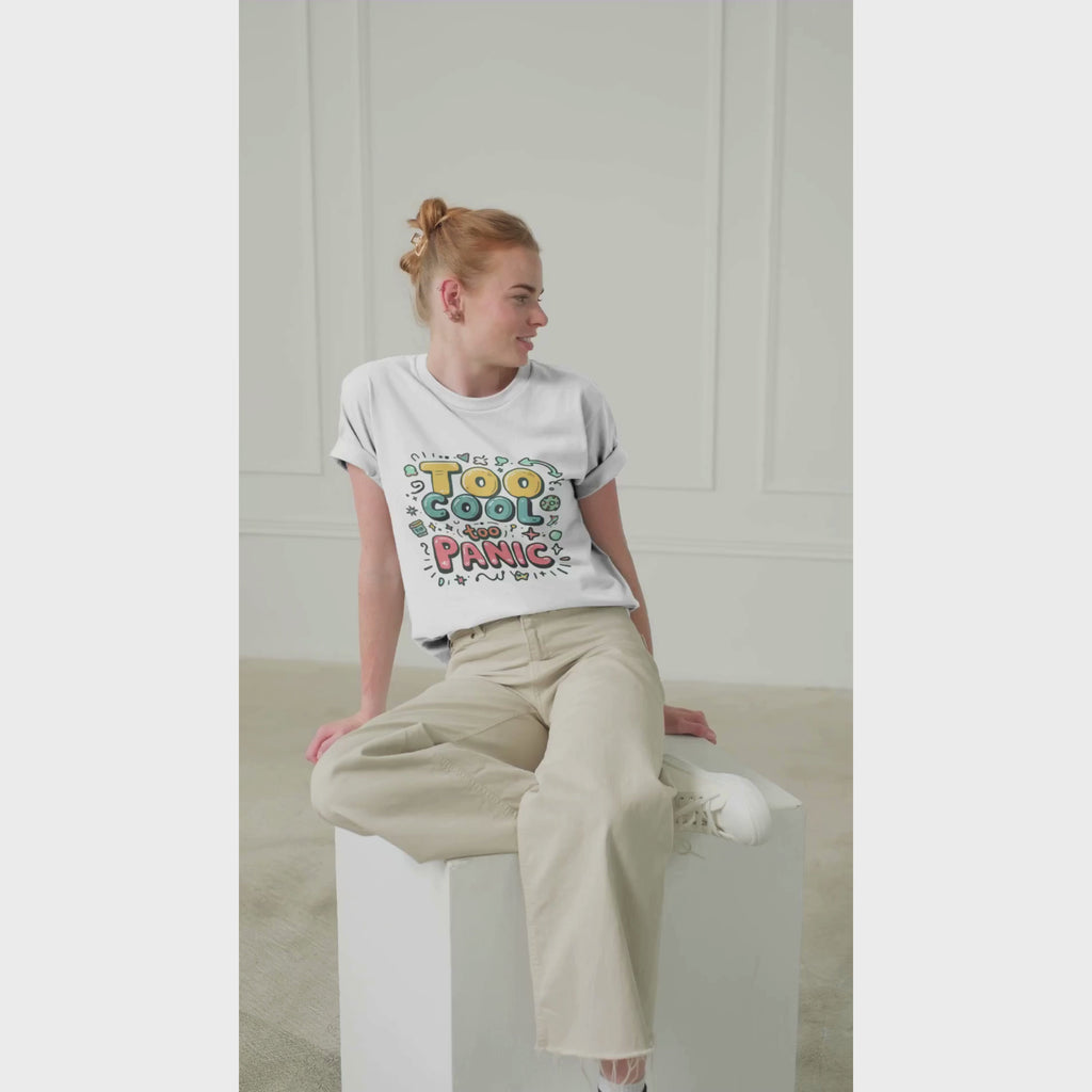 "Too Cool Too Panic" Unisex Organic Oversized High Neck Streetwear Graphic Tee