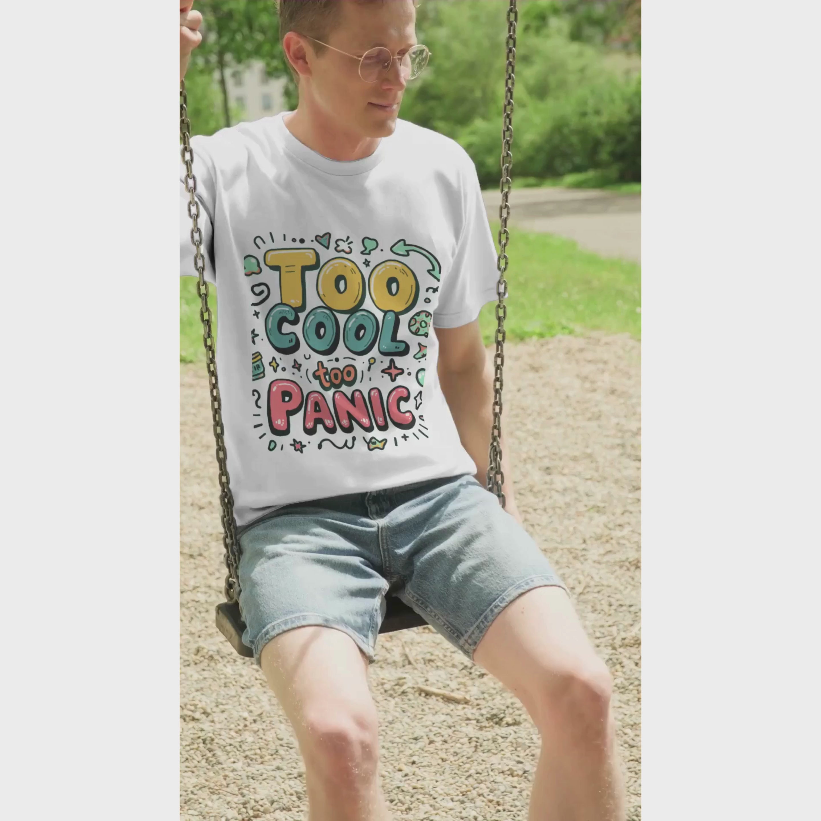"Too Cool Too Panic" Unisex Organic Oversized High Neck Streetwear Graphic Tee