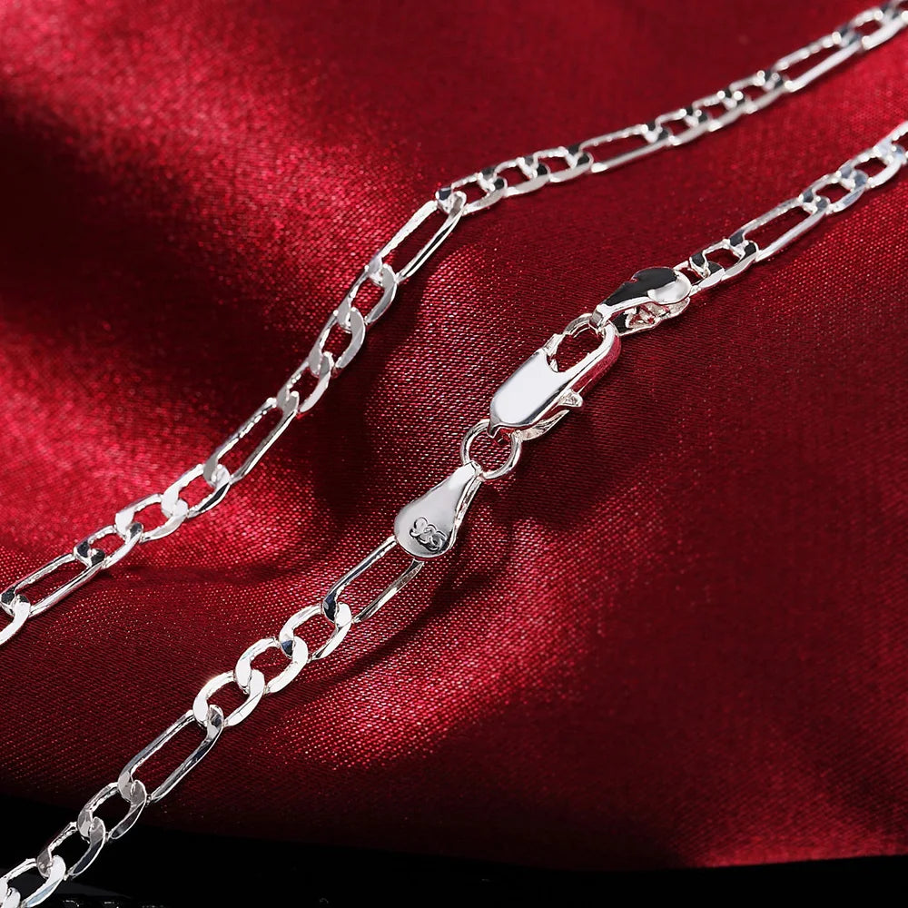 Polished 925 sterling silver women bracelet and men's matching chain wrist accessory.