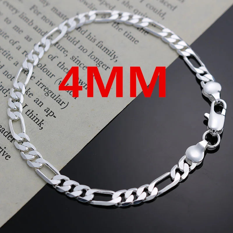 Close up view of the 4mm luxury silver chain necklace for women and men styling.