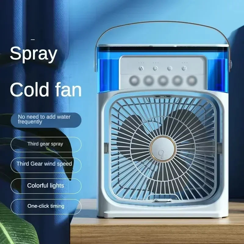 USB rechargeable desktop cooling fan available in black white green and blue colors